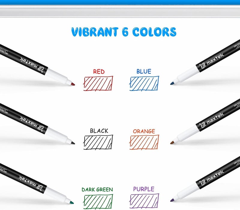 maxtek Dry Erase Markers Ultra Fine Tip, 0.7mm, Low Oror, Extra Fine Point Dry Erase Markers for Planning Whiteboard, Calendar Boards, 6 Count - Image 2